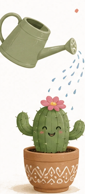 Un arrosoir fait fleurir un cactus Cacto